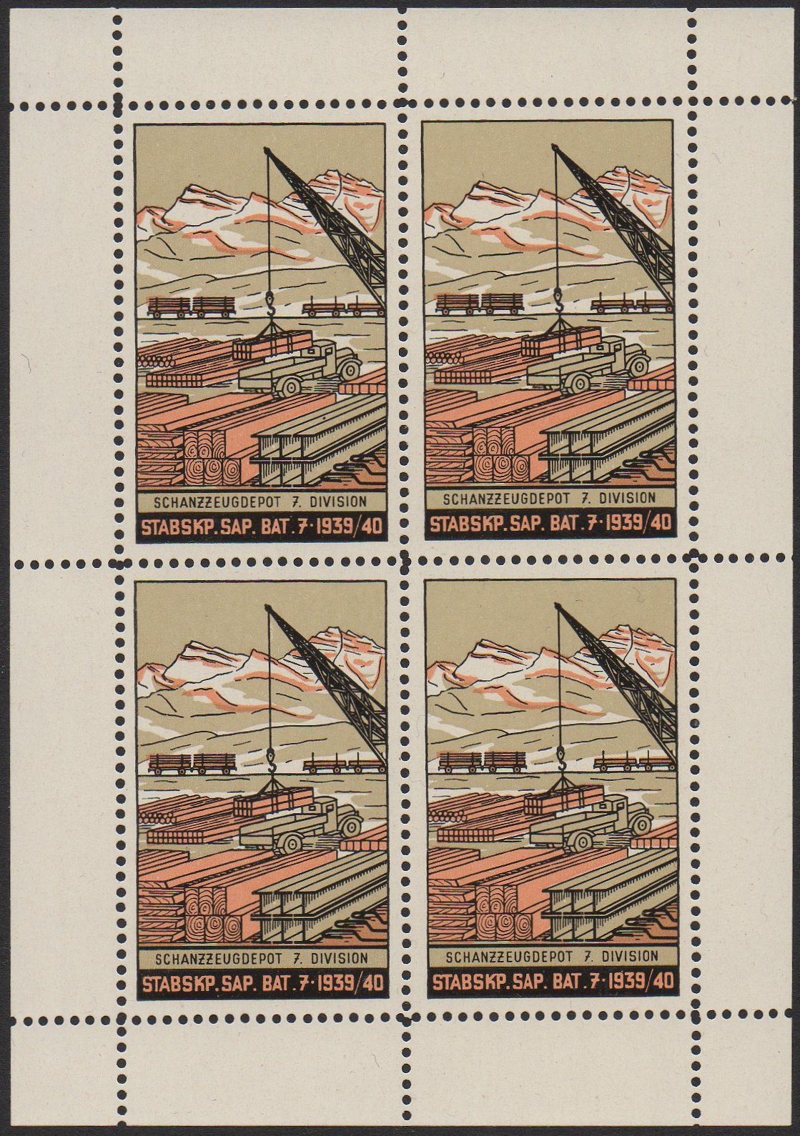 Schweiz Suisse Switzerland Soldatenmarken Eisenbahn Soldier Stamps Railway Sappeure Sap. Bat. 7.